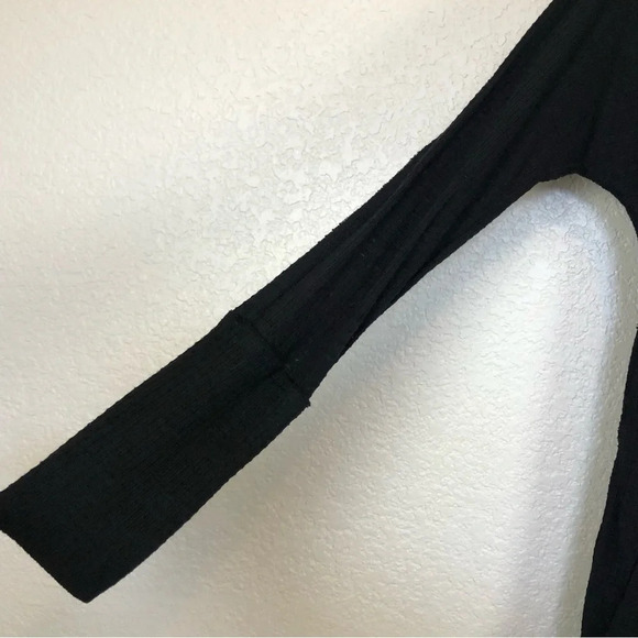 We The Free Black Long Sleeve Citrine Waffle Knit Tee size Small - Picture 6 of 11